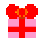 A pink gift box with a red bow that transforms into a ticking bomb with a burning fuse.