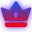 A pixelated crown with a purple outline and a red base.