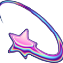 A star spinning in a circular motion with a vibrant pink and blue blur trail.