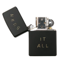 A black lighter with the words Burn It All engraved on it, depicted in a flat, meme-style graphic.