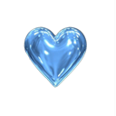 Heart shape with a smooth, reflective blue 3D surface.