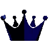 Crown icon in a deep blue color against a black background.