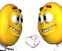 Two 3D yellow smiley faces performing a handshake gesture.