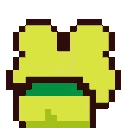 A small green blob-like creature rhythmically wiggling back and forth in pixel art style.