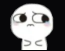 A simple white character with large, teary eyes looking to the side with a distressed, awkward expression.