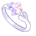 A small pixel-art ring with a light purple band and a sparkling, multicolored gemstone.