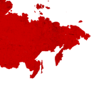 A red pixelated silhouette of the Soviet Union map against a black background.