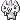 A white pixelated creature with wide eyes and a pink crown-like top, expressing intense excitement.