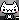 A white pixelated cat face with sharp fangs and a mischievous expression.