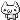 A small white pixelated creature with a smug, cat-like expression on a black background.