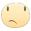 Yellow circular face with a skeptical expression and a slightly curved mouth representing uncertainty.