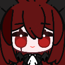 Anime girl character putting on a rainbow clown wig and red nose.