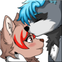 Two furry characters sharing a gentle kiss on the forehead.