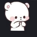 A small white bear character with pink cheeks looking down while nervously fidgeting with its fingers.
