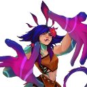 Neeko from League of Legends reaching forward with a glowing, colorful magical hand.