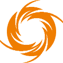 Portal swirling in a circular motion with sharp orange edges against a black background.