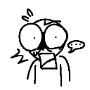 Stick figure with wide eyes and an open mouth looking shocked with a speech bubble next to its head.