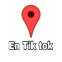 A red map location pin icon positioned above the text En Tik tok in a simple font.
