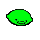 A lime-green, pixelated blob character with a smug, mischievous grin.