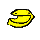 Four yellow, pixelated, crescent-shaped mouths arranged in a horizontal row.