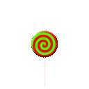 A red and green spiral spinning in a hypnotic pattern.