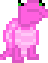 Four identical pink pixel turtles standing in a row and looking upward with blank expressions.