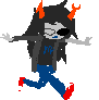 Terezi Pyrope from Homestuck running quickly in a pixelated animation style.