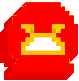 Four golden pixelated crowns centered on individual red square backgrounds.