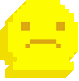 Four yellow pixelated blob faces with blank expressions arranged in a horizontal row.