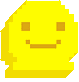 Four identical yellow pixelated faces with simple grins arranged in a horizontal row.