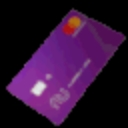 Nubank credit card with a purple background and Mastercard logo.