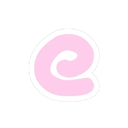 Pink swirl shape with a white outline on a black background.