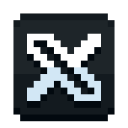 White pixelated X mark centered on a dark gray rounded square background.