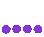 Purple pixelated sound bars and dots arranged in a rhythmic wave pattern.