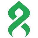 Green symmetrical interlocking knot forming a vertical diamond-like shape.