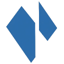 Two blue geometric polygons arranged vertically with a gap between them.