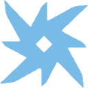 Blue starburst icon with sharp points and a hollow diamond center.