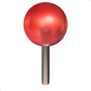 A 3D red spherical pushpin with a silver metal shaft.