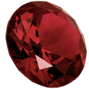 Ruby gemstone with faceted surfaces reflecting light.