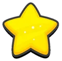 A bright yellow five-pointed star with small white sparkles on its surface.
