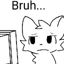 A line-art creature with a bored expression and the text Bruh above its head.