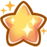 A five-pointed yellow star with a brown outline and white sparkles radiating from its surface.