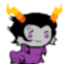 A small gray troll grub with a smug expression and purple body.