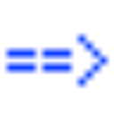 A blue pixelated arrow pointing to the right on a black background.