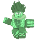 Star Platinum character glowing in neon green with a focused expression and fists ready for combat.