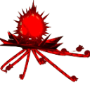 A spiky red creature with glowing tentacles and a central orb-like body.