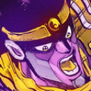 Star Platinum shouting with an intense, aggressive expression while wearing his signature gold headpiece.