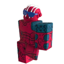 A blocky red character wearing blue sunglasses and looking cool.