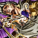 Mountain Tim from JoJo's Bizarre Adventure with a serious, intense expression.