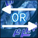 The word OR written in white text between two horizontal arrows pointing in opposite directions against a blue background wi…